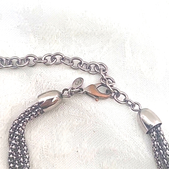 Premier 29" Long Necklace 4 chain Silver Pearlized Beads Pave - Picture 3 of 3